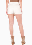 Falda corta con tapa y broche dorado color blanco, marfil para mujer - Flashy