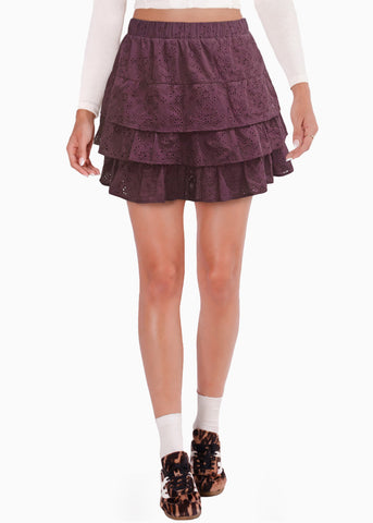 Falda corta en ojalillo con boleros - PRIMAVERA