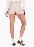 Falda corta tipo globo color beige para mujer - Flashy
