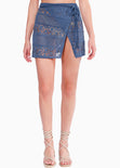 Falda corta tipo pareo de malla color azul para mujer - Flashy