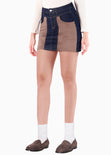 Falda denim con cortes en gamuza color azul para mujer - Flashy