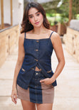 Chaleco halter largo color azul para mujer - Flashy