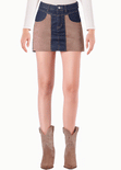 Falda denim con cortes en gamuza color azul para mujer - Flashy