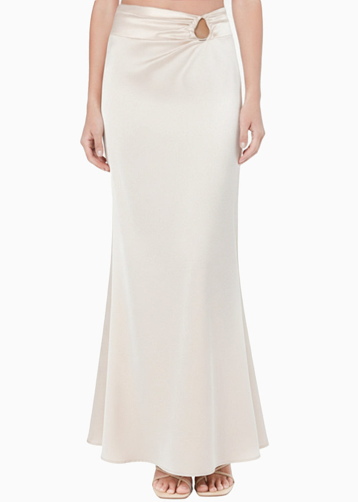 Falda larga con hebilla plateada en costado cintura - SHINE