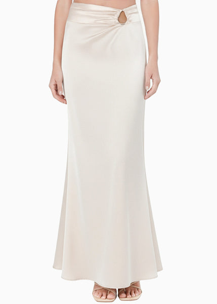 Falda larga con hebilla plateada en costado cintura - SHINE