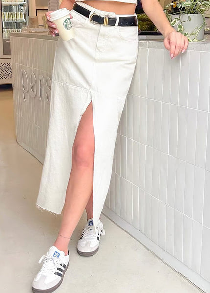 Falda larga de jean con abertura en frente - SARAY