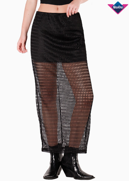 Falda larga de malla para mujer - Flashy