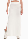Falda larga tejida color blanco, marfil para mujer - Flashy