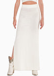 Falda larga tejida color blanco, marfil para mujer - Flashy