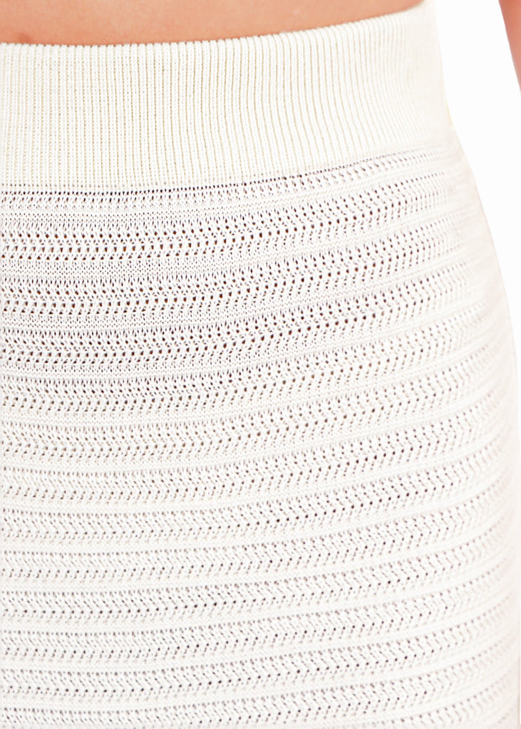 Falda larga tejida color blanco, marfil para mujer - Flashy