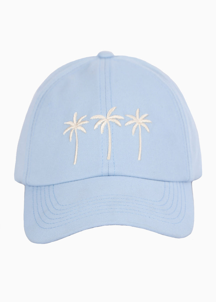 Gorra con bordado de palmeras color azul para mujer - Flashy