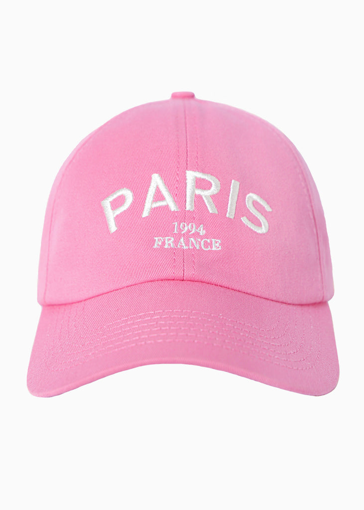 Gorra con bordado "Paris" color rosado para mujer - Flashy
