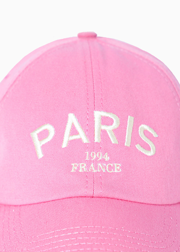 Gorra con bordado "Paris" color rosado para mujer - Flashy