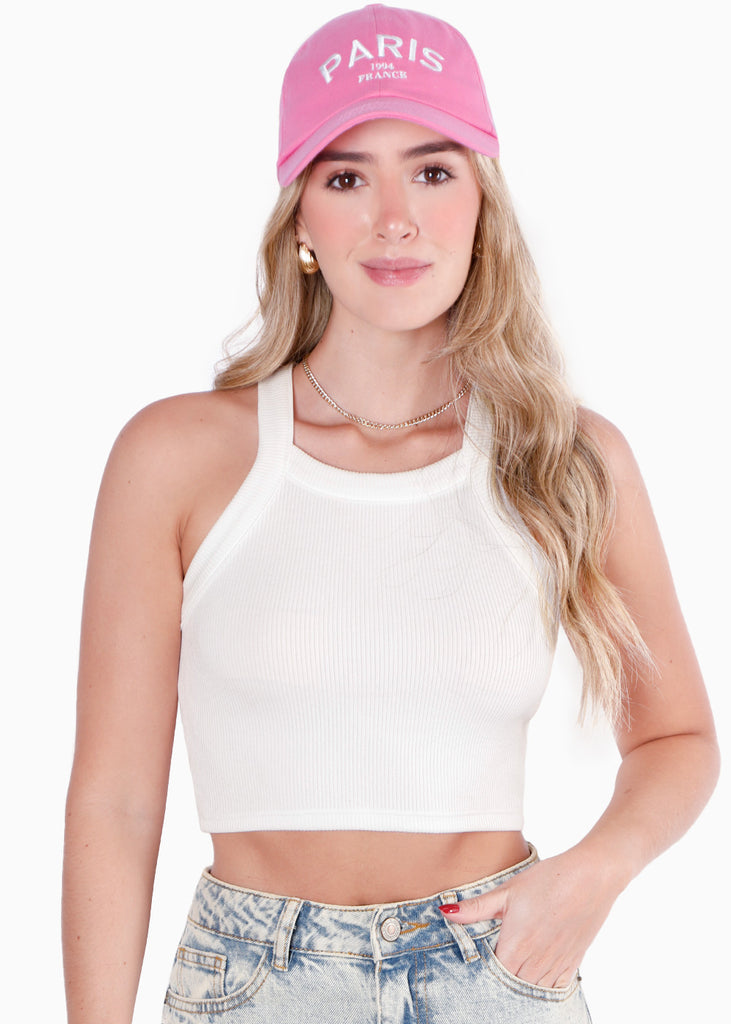 Gorra con bordado "Paris" color rosado para mujer - Flashy