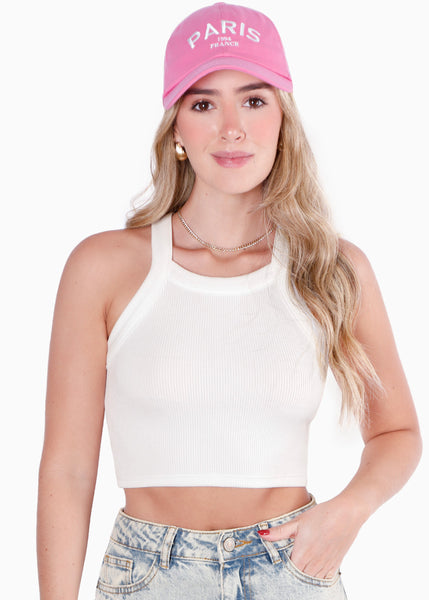 Gorra con bordado "Paris" color rosado para mujer - Flashy