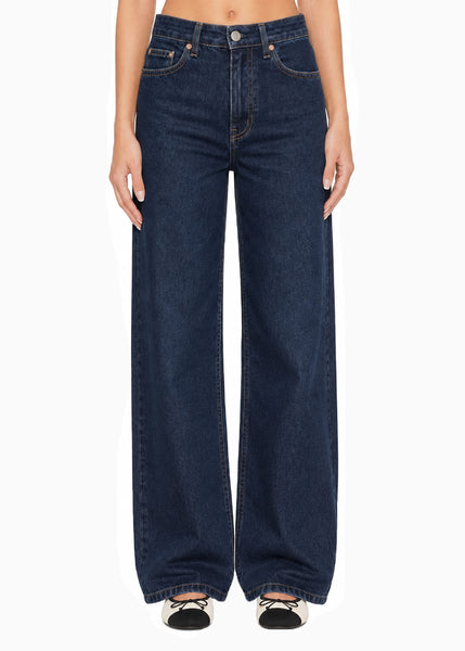 Jean con fit wide leg y con lavado azul oscuro - FOREVER