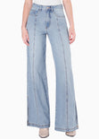 Jean culotte con cortes y de tiro alto color azul para mujer - Flashy