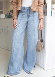 Jean culotte con cortes y de tiro alto color azul para mujer - Flashy