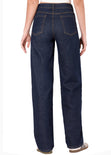 Jean indigo oscuro recto con cortes en el centro color azul para mujer - Flashy