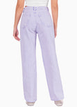 Jean recto de tiro alto full length color lila, denim para mujer - Flashy