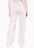 Jean recto de tiro alto full length color marfil, denim para mujer - Flashy