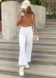 Jean recto de tiro alto full length color blanco, denim para mujer - Flashy