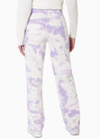 Jean recto tie die de tiro alto full length color lila, marfil, denim para mujer - Flashy