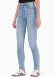 Jean skinny de tiro alto color azul, denim para mujer - Flashy