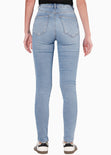 Jean skinny de tiro alto color azul, denim para mujer - Flashy