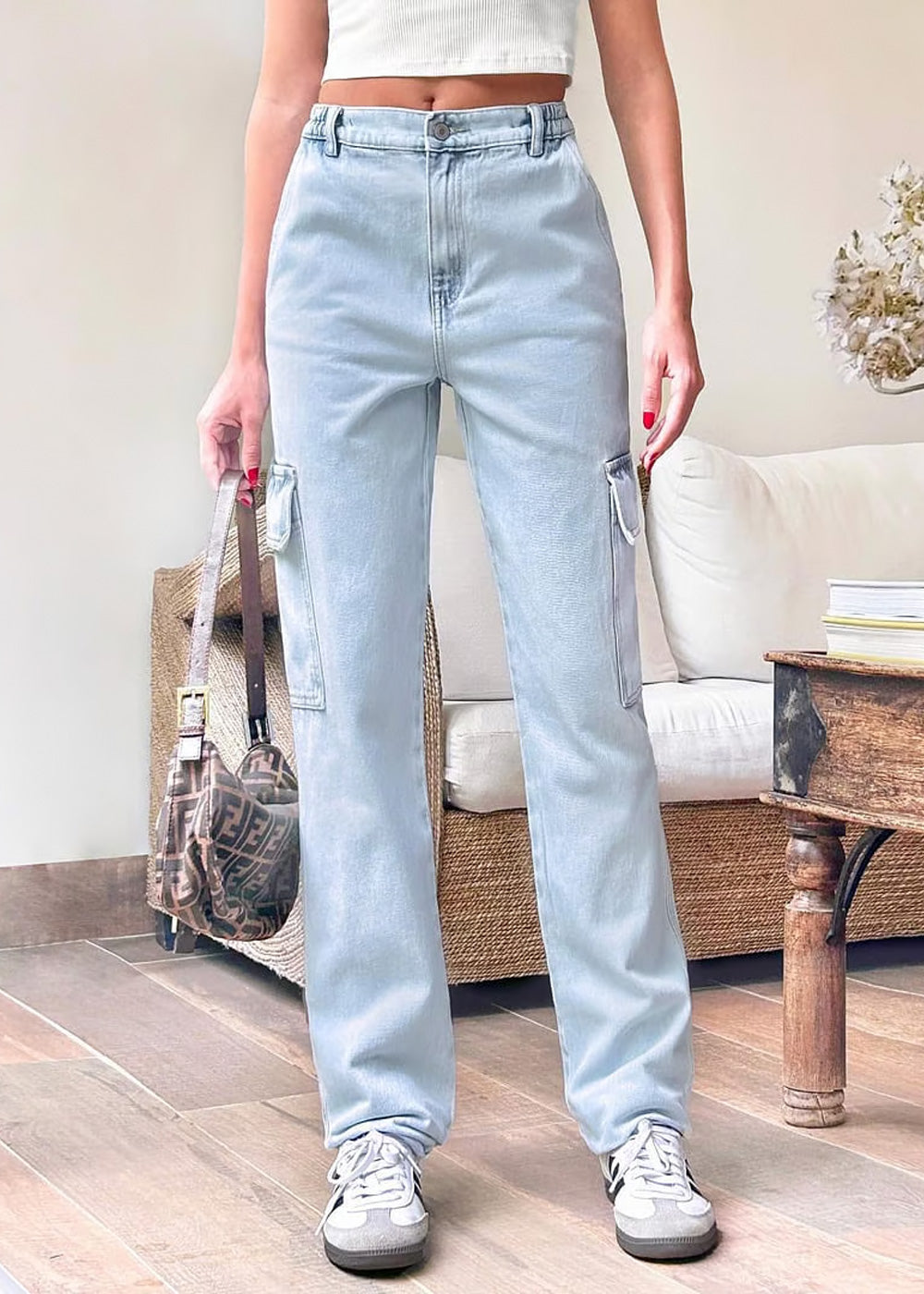 Jean Tiro Alto Recto Tipo Cargo Flashy Colombia - Main Image