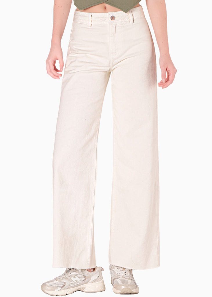 Jean tiro alto silueta Culotte ruedo al corte Estonia color blanco, marfil para mujer - Flashy