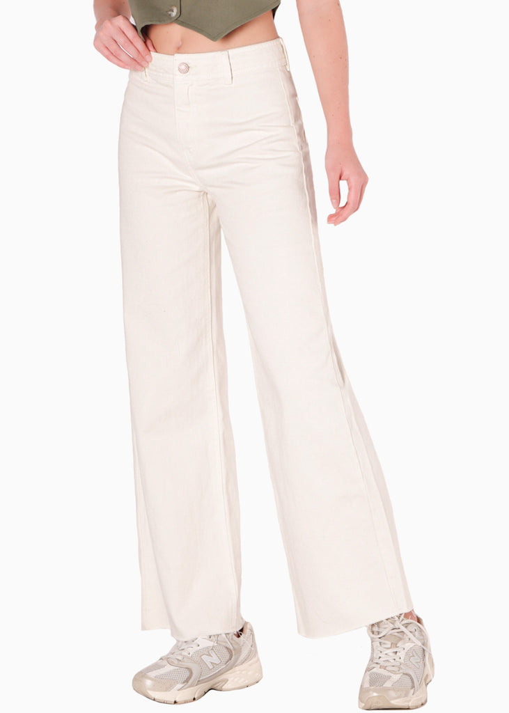 Jean tiro alto silueta Culotte ruedo al corte Estonia color blanco, marfil para mujer - Flashy