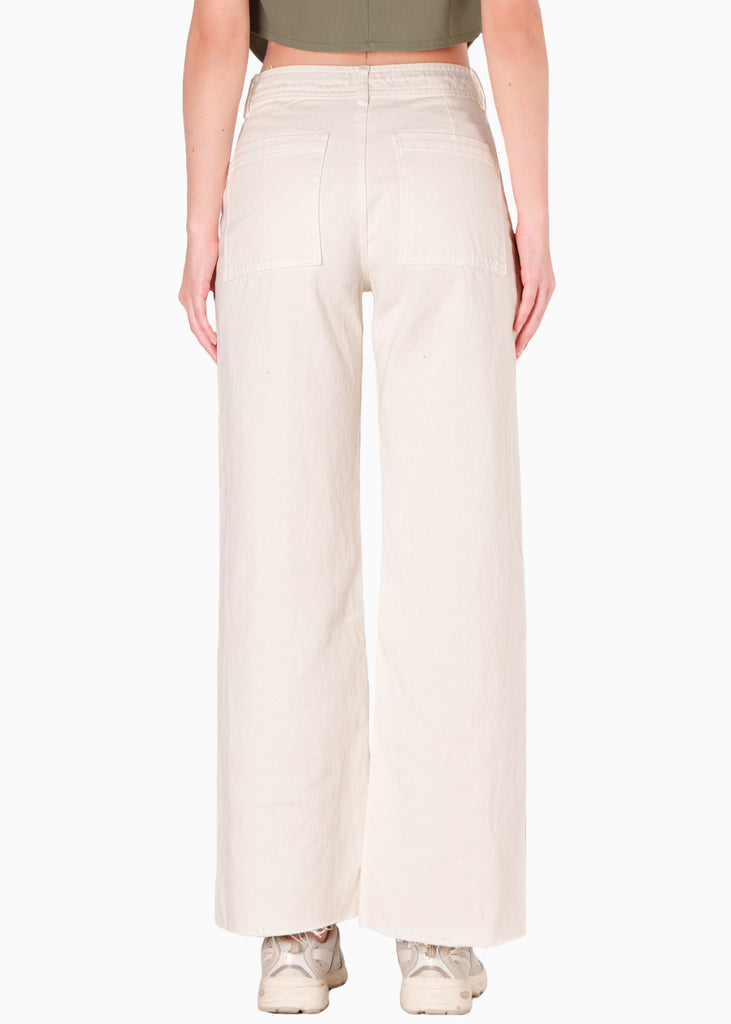 Jean tiro alto silueta Culotte ruedo al corte Estonia color blanco, marfil para mujer - Flashy