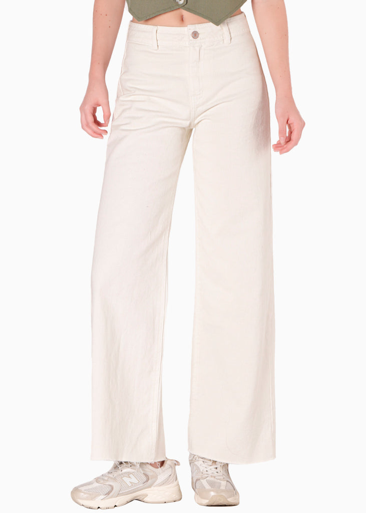 Jean tiro alto silueta Culotte ruedo al corte Estonia color blanco, marfil para mujer - Flashy