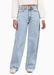 Jean tiro alto wide leg full length color azul, denim para mujer - Flashy