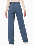 Jean tiro alto wide leg full length color azul, denim para mujer - Flashy