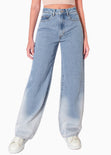 Jean tiro alto wide leg full length color azul, denim para mujer - Flashy