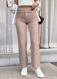 Jean tiro alto wide leg color beige, denim para mujer - Flashy