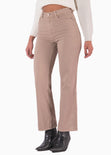 Jean tiro alto wide leg color beige, denim para mujer - Flashy