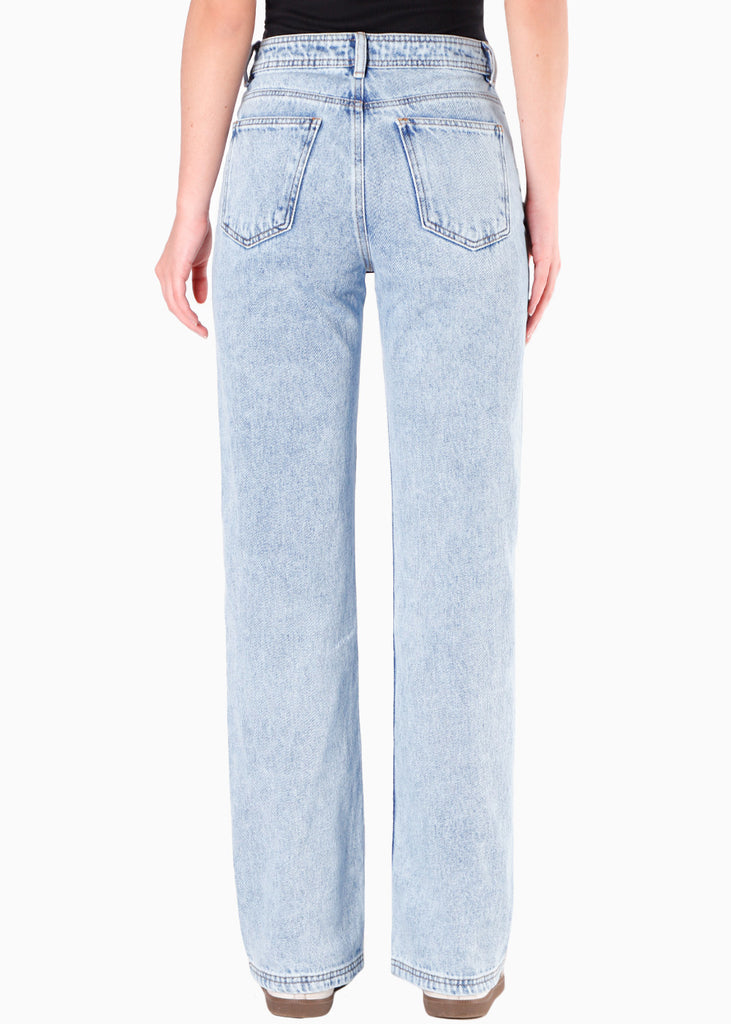 Jean tiro medio silueta recta Huracán color azul para mujer - Flashy