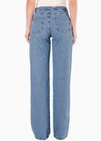 Jean wide leg con pretina cruzada, con corazón e insumo de brillo - FLUIR