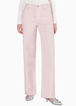 Jean wide leg de tiro alto color rosado para mujer - Flashy