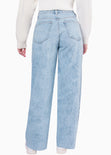 Jean wide leg de tiro alto color azul, denim para mujer - Flashy