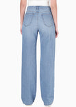 Jean wide leg de tiro medio color azul para mujer - Flashy