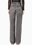 Jean wide leg tiro medio color gris para mujer - Flashy