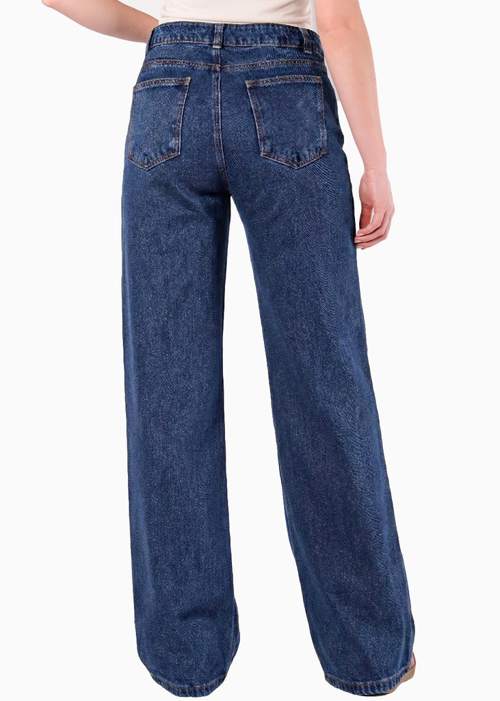 Jean wide leg tiro alto detalle cadera - LYRATA
