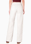 Jean wide leg tiro medio con corte y bordado de corazón para mujer - Flashy