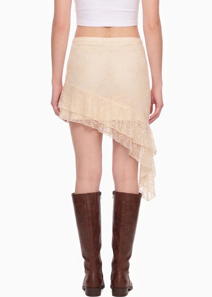 Falda asimétrica de encaje con boleros - MAYA