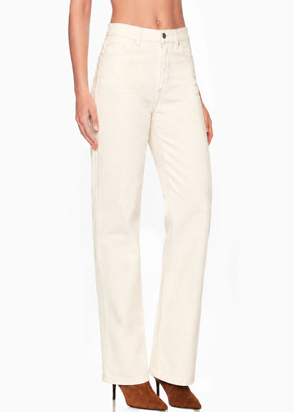 Mom jean tiro alto de color crema - FRAILE