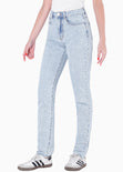 Mom jean tiro alto color azul para mujer - Flashy